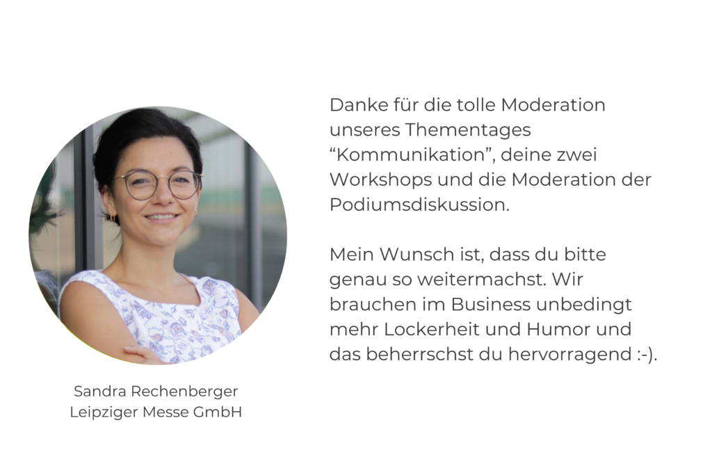 Feedback Kommunikationstag Messe Dresden moderiert von Kommunikationstrainerin Sandra Richter