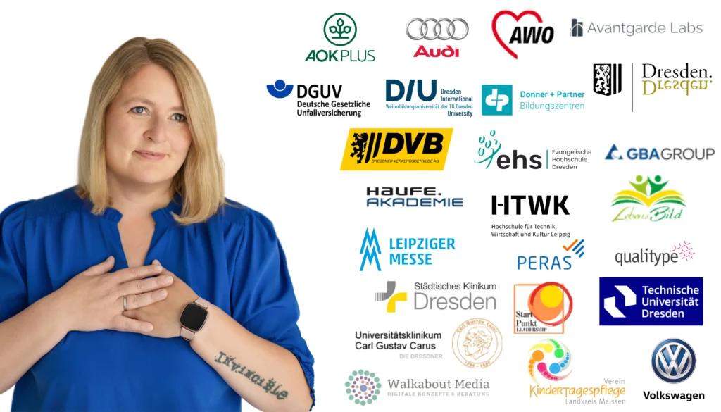 Logos der Kundinnen und Kunden von Kommunikationstrainerin Sandra Richter