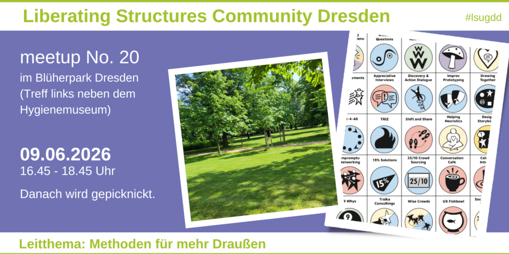 Bild vom Blüherpark und den Icons der Liberating Structures